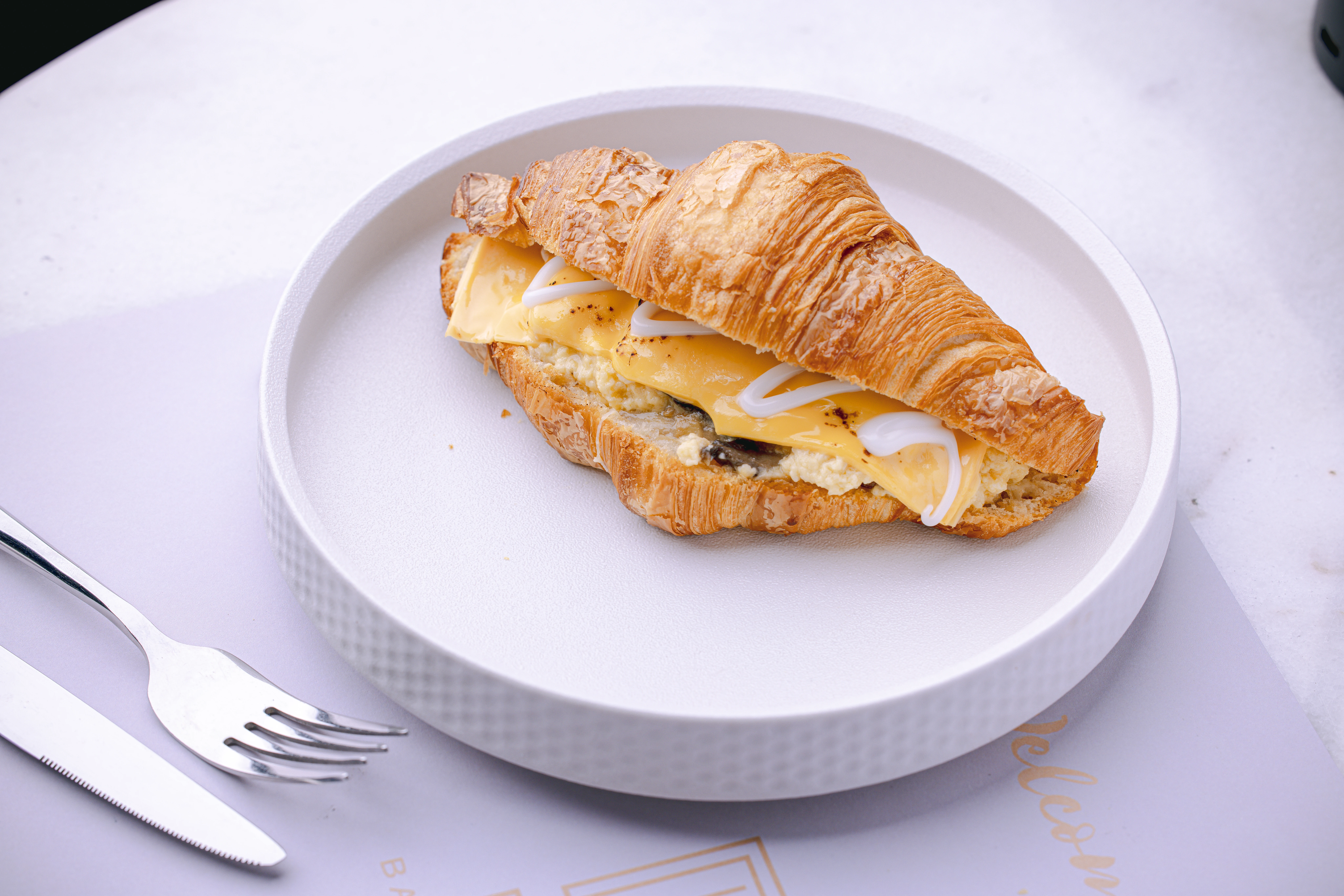 Mushroom Scrambled Eggs Croissant